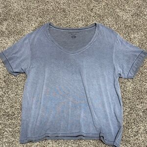 American Eagle Outfitters Slate Blue V-Neck Tee